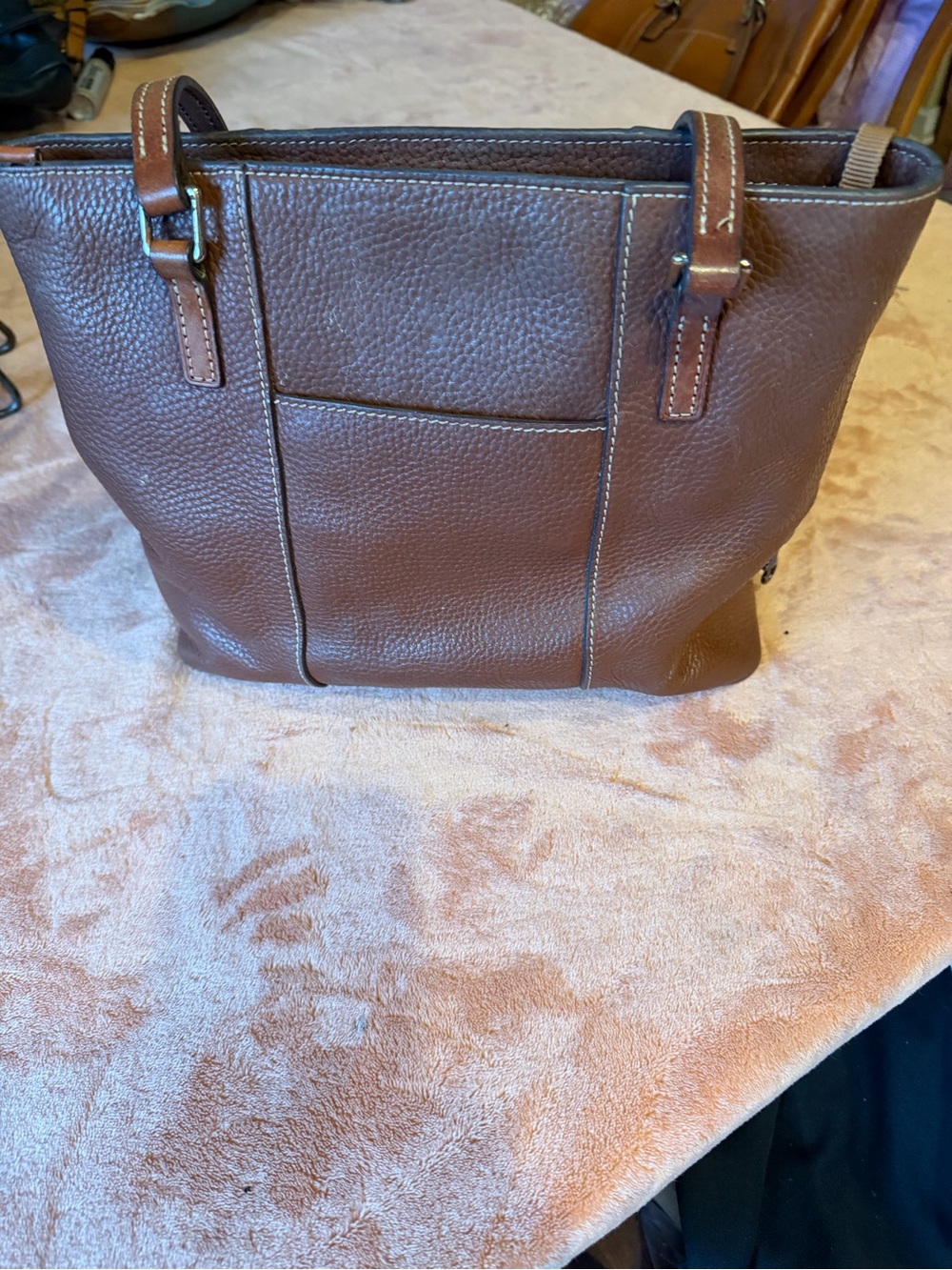 Dooney & Bourke Brown Pebbled Leather Tote - Picture 3 of 7